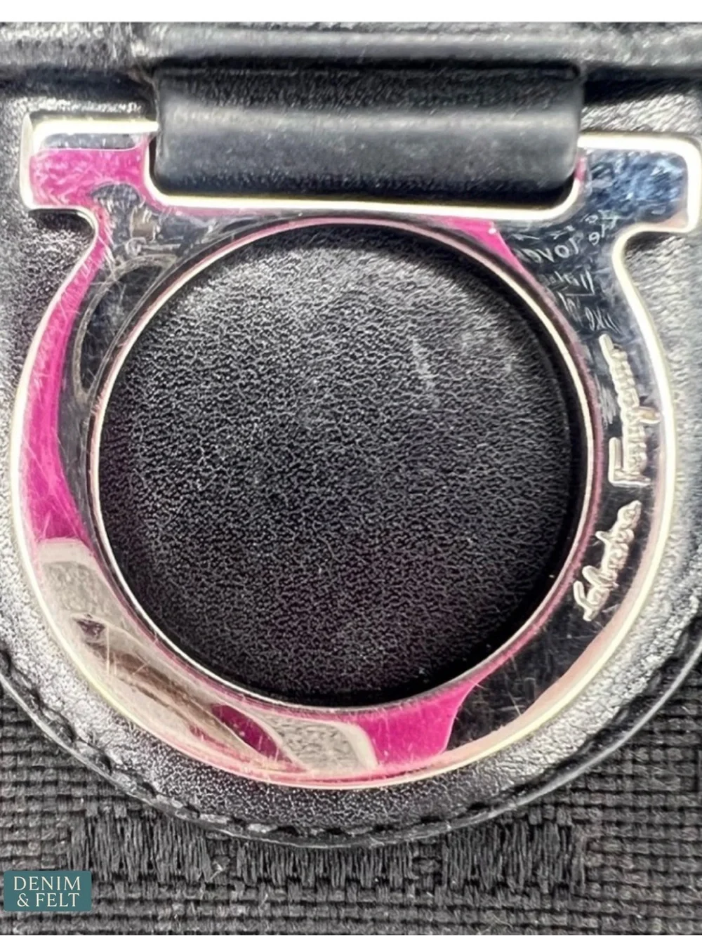Salvatore Ferragamo Gancini Black Canvas Leather Wallet Compact Bifold‎ Designer